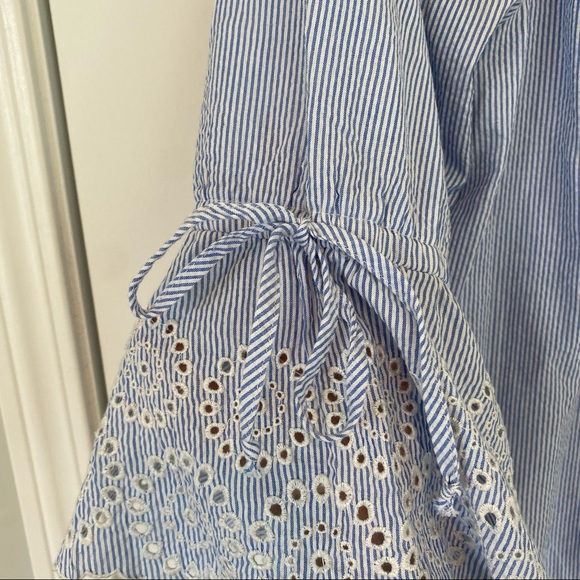 💋SOLD💋Westbound Woman Blue Seersucker 3/4 Sleeve Top Size 1X - Picture 5 of 6